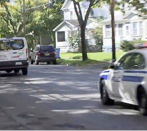 police pursue a van